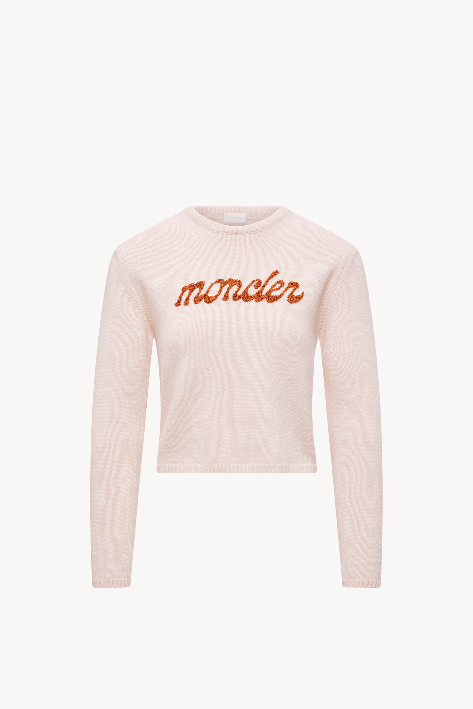 Jersey de lana y cachemira con logotipo bordado Mujer Rosado claro Moncler 2